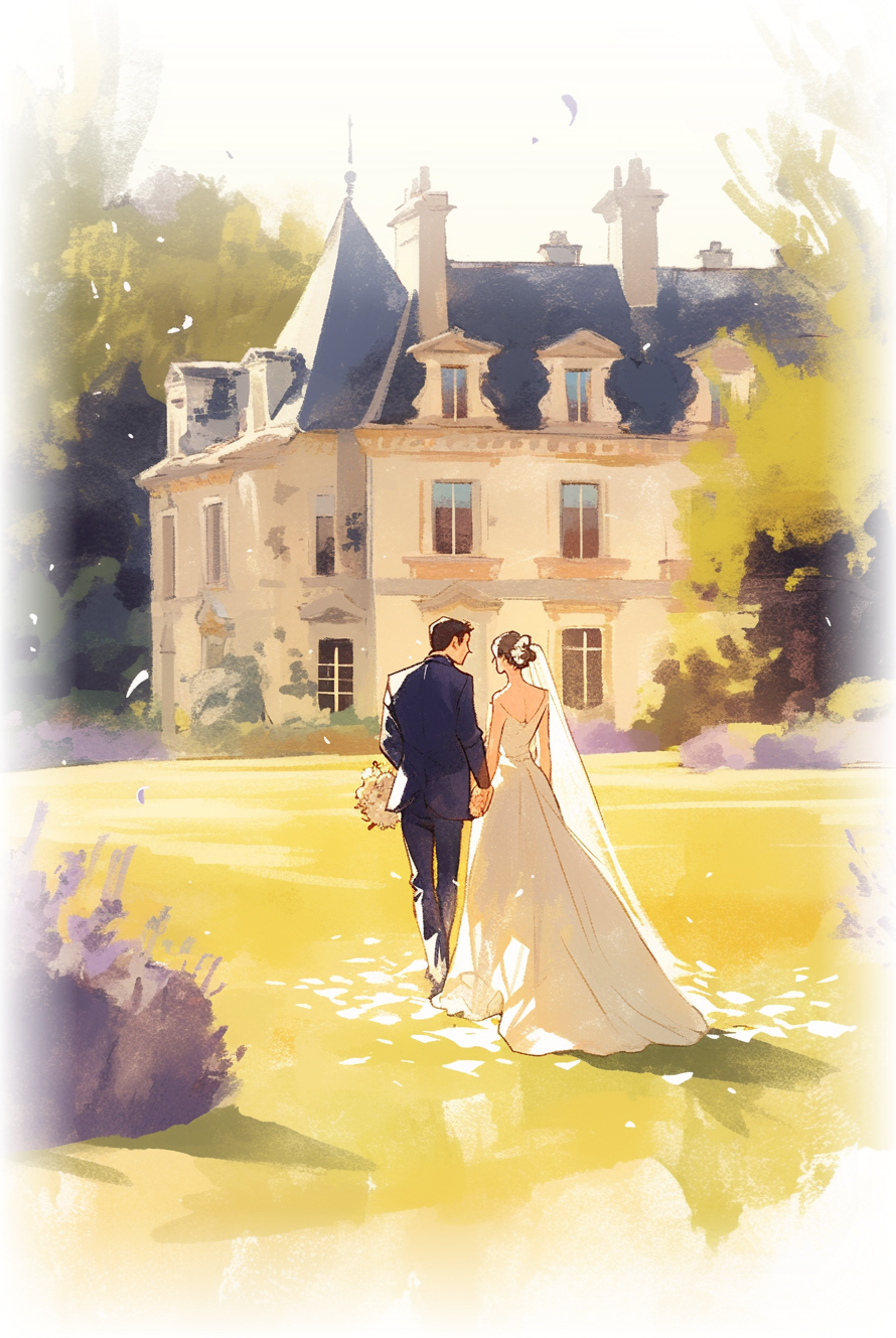 Les mariés au château
