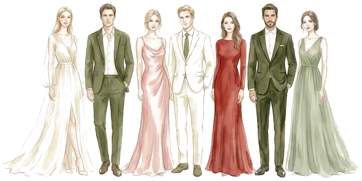 Invités en tenue élégante