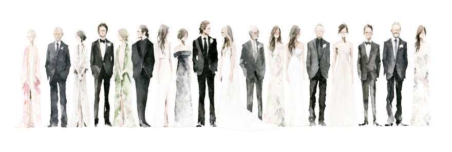 Invités en tenue élégante