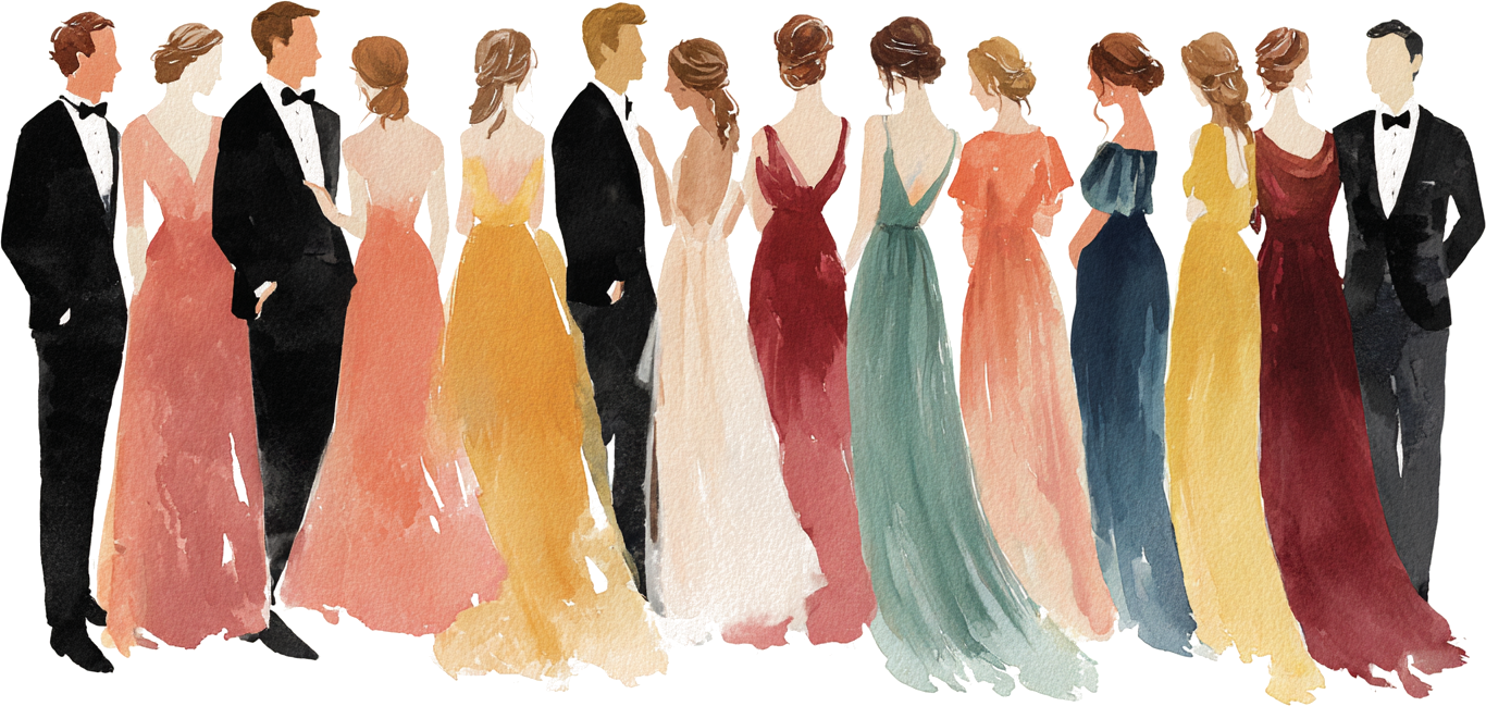 Invités en tenue de soirée